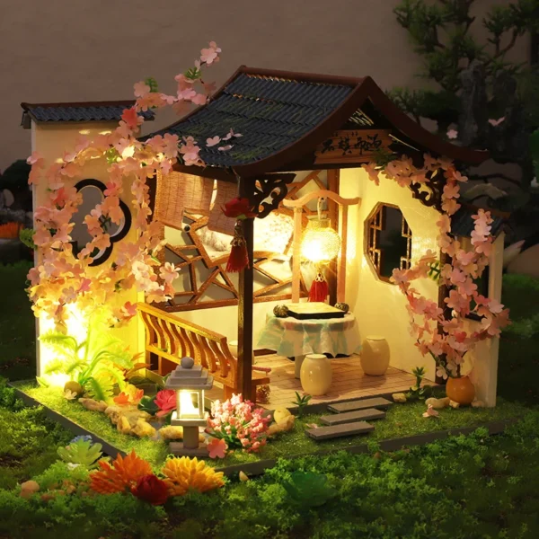 Miniature Dollhouse Kits DIY Wooden House Furniture With LED Lights - Image 3