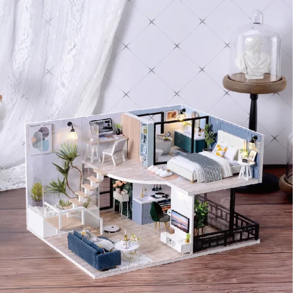 Miniature Dollhouse Kits with Furniture & Light - 3D Model for Children & Adults - Image 2