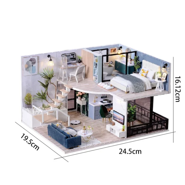 Miniature Dollhouse Kits with Furniture & Light - 3D Model for Children & Adults - Image 6