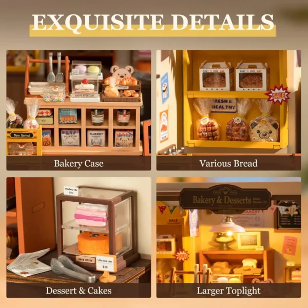 Miniature Dollhouse Kits DIY Wooden Baking House 3D Puzzle Toy - Image 2