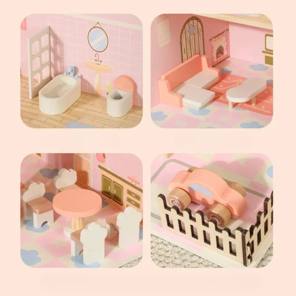 Miniature Dollhouse Kits - Children Puzzle Wooden Toys, DIY Tiny House Furniture Accessories - Image 3