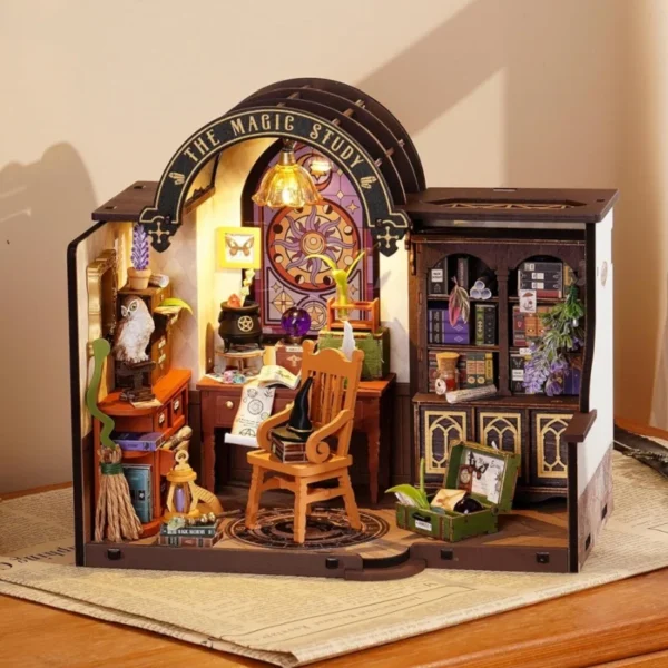 Miniature Dollhouse Kits DIY Magic Study With LED & Furniture