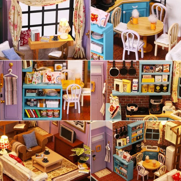 DIY Monica's Apartment Miniature Dollhouse Kit with Furniture - Great Gift - Image 4