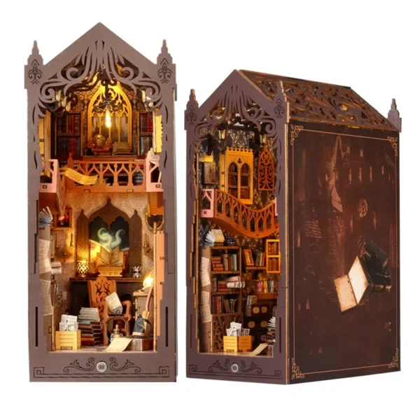 DIY Wooden Magic Library Book Nook Miniature Dollhouse Kit