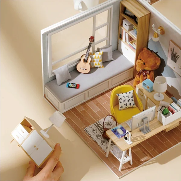 Miniature Dollhouse Kits: DIY Wooden Room Assembly Toy with LED Furniture for Kids & Adults