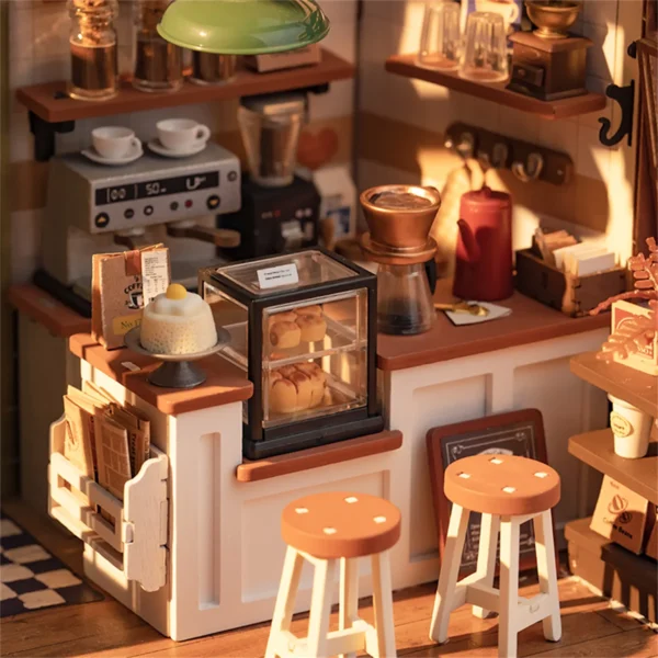 Miniature Dollhouse Kits DIY 3D Café Puzzle Model Craft Gift - Image 4