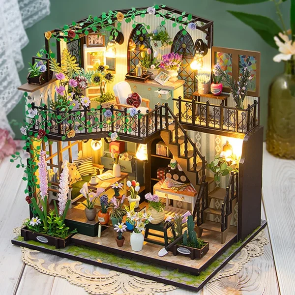 Miniature Dollhouse Kits: DIY Wooden Model with LED Lights for Gifts & Decor