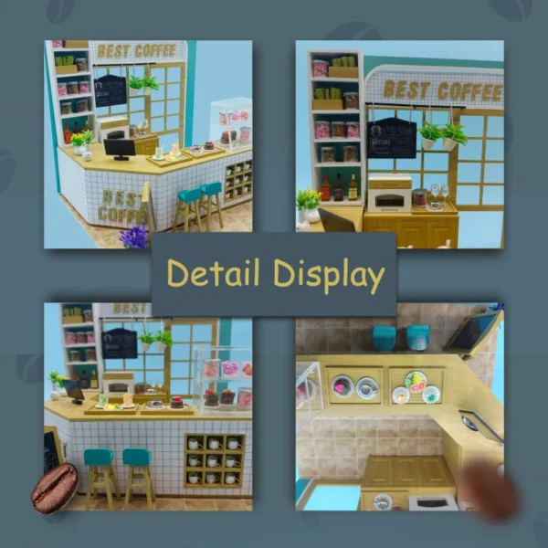 Miniature Dollhouse Kits: DIY Wooden Coffee Shop Model with Furniture for Children - Image 3