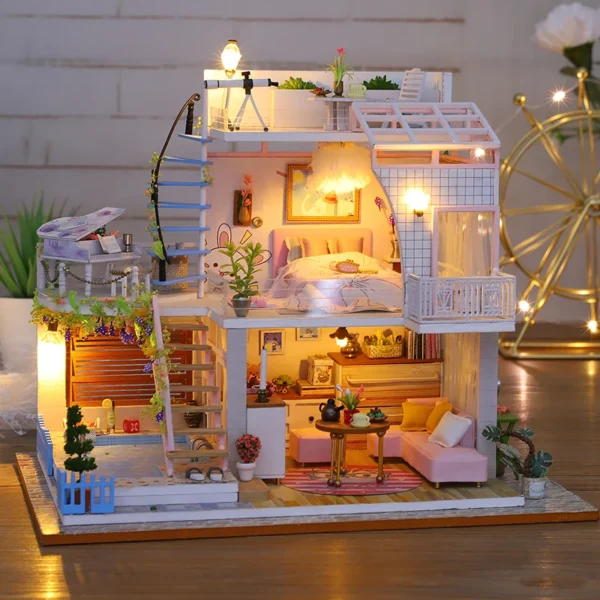 Miniature Dollhouse Kits 3D Puzzle with Furniture