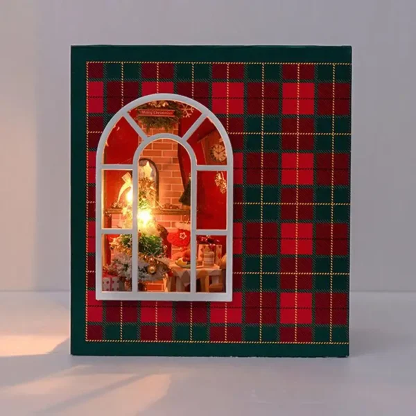 Miniature Dollhouse Kits Christmas Book Nook 3D Wooden House Model - Image 3