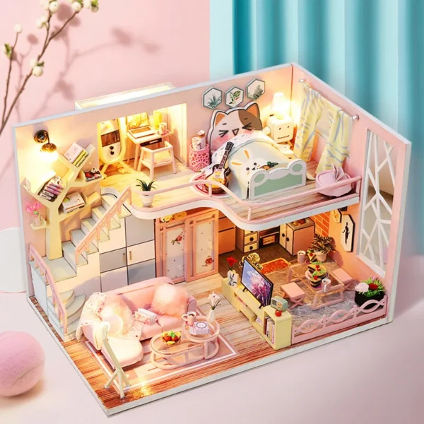 Miniature Dollhouse Kits with Furniture & Lights - DIY Puzzle Toys for Kids & Gifts - Image 6