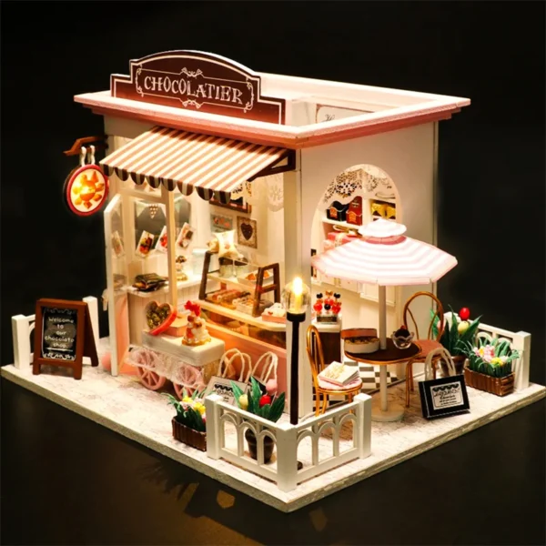 Miniature Dollhouse Kits Chocolate Shop with Furniture for Kids' Gifts - Image 3