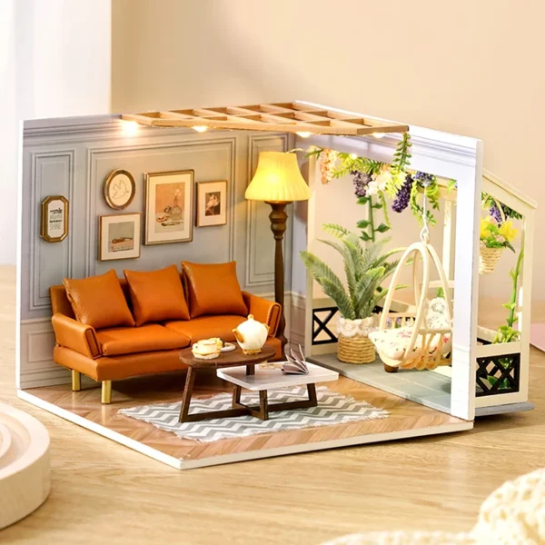 Miniature Dollhouse Kits, Bedroom Model With Furniture And LED - Image 2