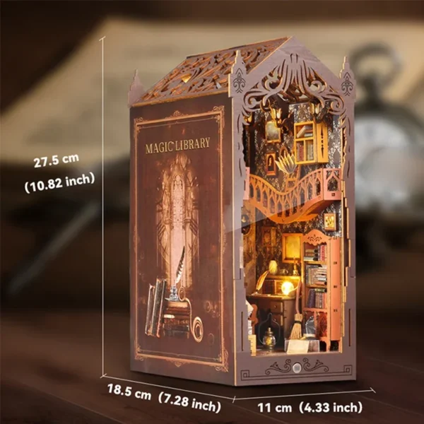 DIY Wooden Magic Library Book Nook Miniature Dollhouse Kit - Image 4