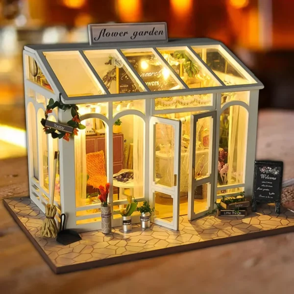 Miniature Dollhouse Kits Flower Garden House 3D Building Puzzle - Image 5