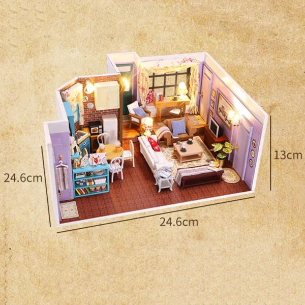 DIY Monica's Apartment Miniature Dollhouse Kit with Furniture - Great Gift - Image 5