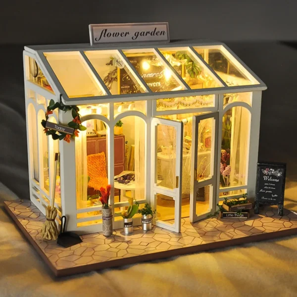 Miniature Dollhouse Kits Flower Garden House 3D Building Puzzle