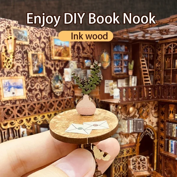 Miniature Dollhouse Kits DIY Book Nook Bookshelf Insert Roombox Model - Image 4