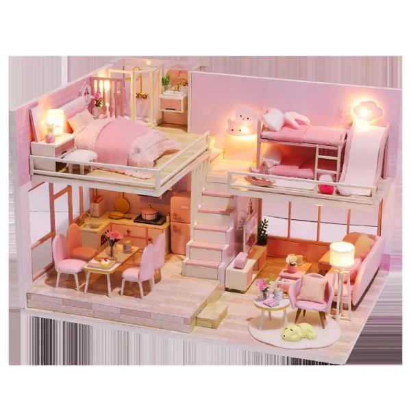 Miniature Dollhouse Kits with Furniture & Lights - DIY Puzzle Toys for Kids & Gifts - Image 2