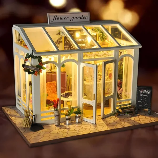 Miniature Dollhouse Kits Flower Garden House 3D Building Puzzle - Image 3