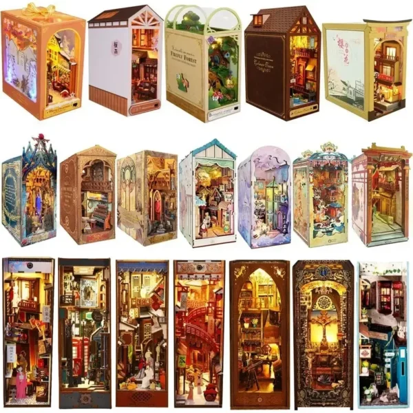 Miniature Dollhouse Kits DIY Book Nook Shelf Insert Puzzle