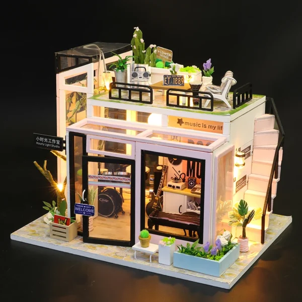 Miniature Dollhouse Kits DIY 3D Puzzle with Furniture & Lighting Wooden Craft