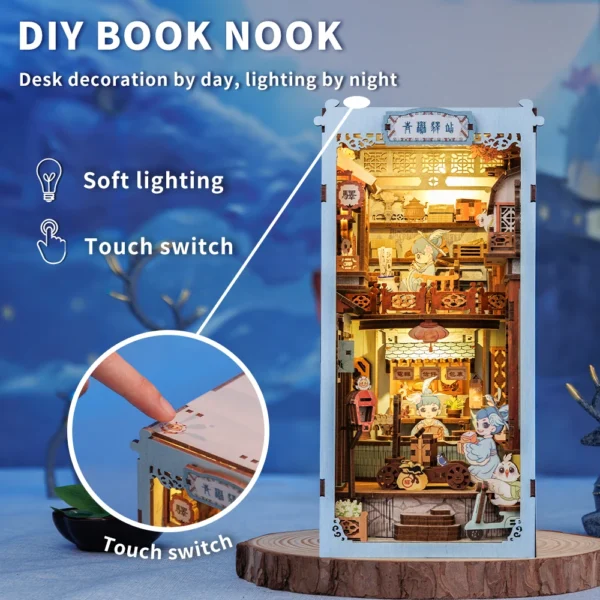 Miniature Dollhouse Kits - DIY Wooden Bookcase with Furniture Decor - Image 3