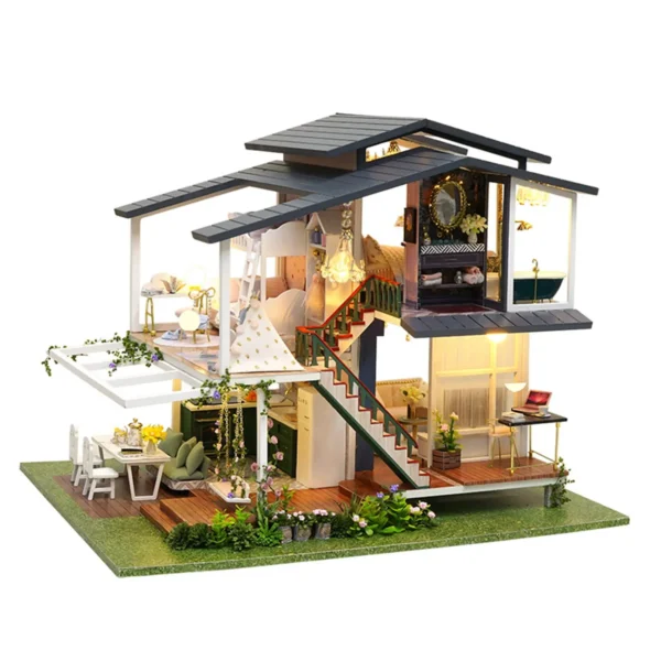 Miniature Dollhouse Kits: DIY Cottage Monet Garden French Style Villa for Valentine's Day - Image 4