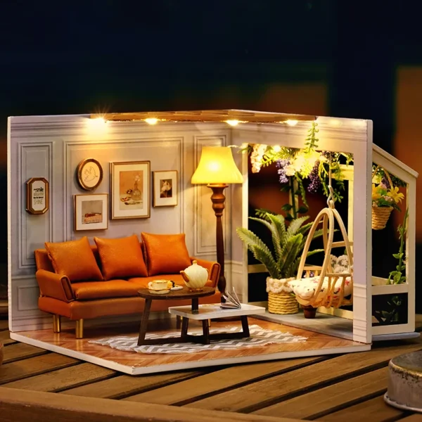 Miniature Dollhouse Kits, Bedroom Model With Furniture And LED