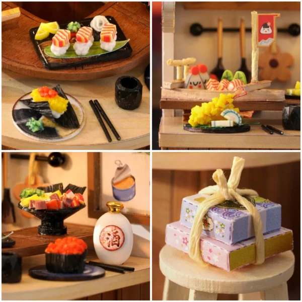 DIY Miniature Dollhouse Kits - Sushi Restaurant with LED & Furniture - Image 3