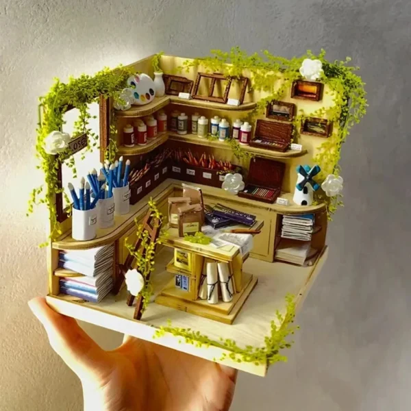 Miniature Dollhouse Kits With Furniture - DIY Pigment Shop Villa - Image 2