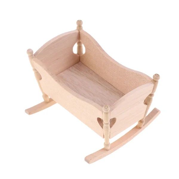 Miniature Dollhouse Kits 1:12 Wooden Baby Cradle Bed Furniture - Image 5