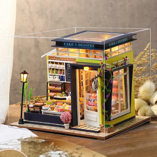 Miniature Dollhouse Kits Cake Shop DIY 3D Puzzle With LED - Image 3