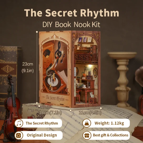 Miniature Dollhouse Kits Book Nook DIY Kit With Touch Light - Image 2