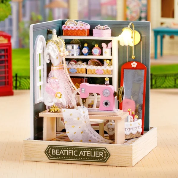 Miniature Dollhouse Kits with Furniture & LED – DIY Wooden Casa Beatific for Adults