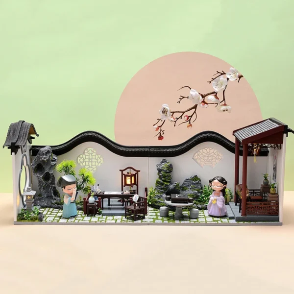 Miniature Dollhouse Kits: DIY Wooden Chinese Courtyard with Furniture for Adults