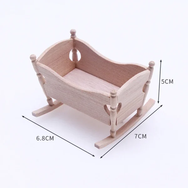 Miniature Dollhouse Kits 1:12 Wooden Baby Cradle Bed Furniture - Image 6