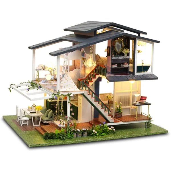 Miniature Dollhouse Kits: DIY Cottage Monet Garden French Style Villa for Valentine's Day