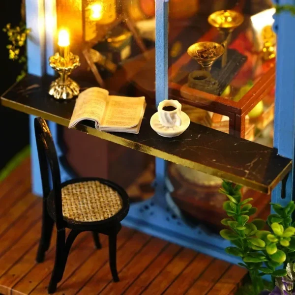 Miniature Dollhouse Kits LED Rose Garden Tea House Furniture DIY - Image 3