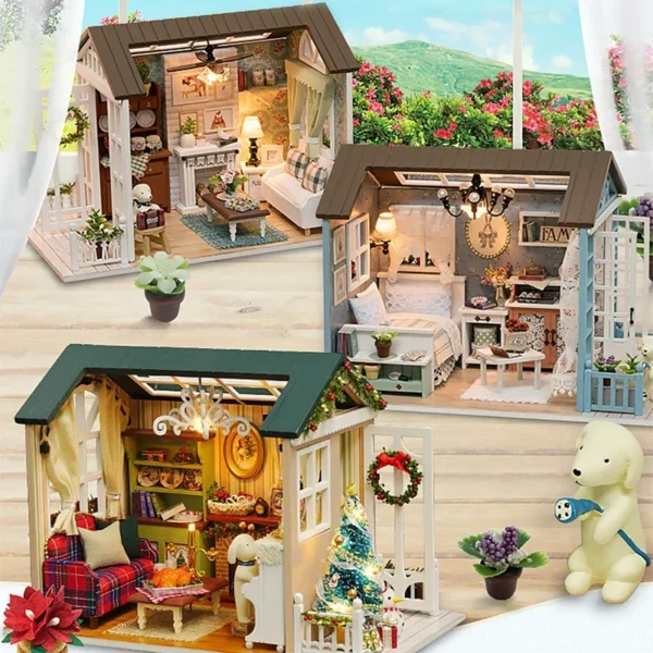 Miniature Dollhouse Kits 3D Wooden House with LED Lights - Image 3