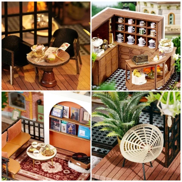 Miniature Dollhouse Kits With Furniture - DIY Momo Coffee Shop - Image 5