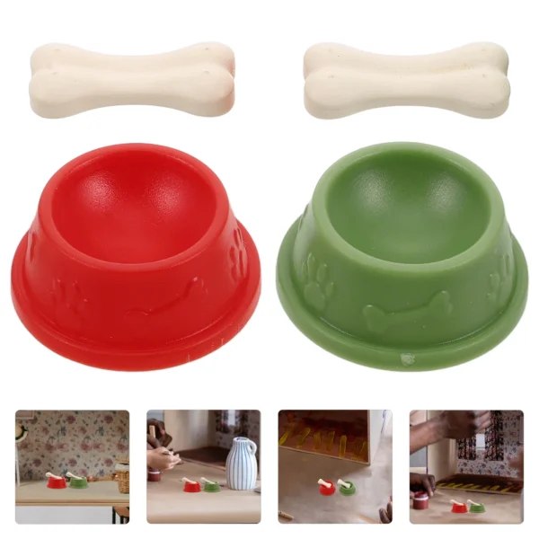 Miniature Dollhouse Kits Dog Bowl Set Pet Food Dish Toy