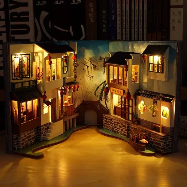 Miniature Dollhouse Kits - DIY Book Nook Wooden Shelf Insert Model