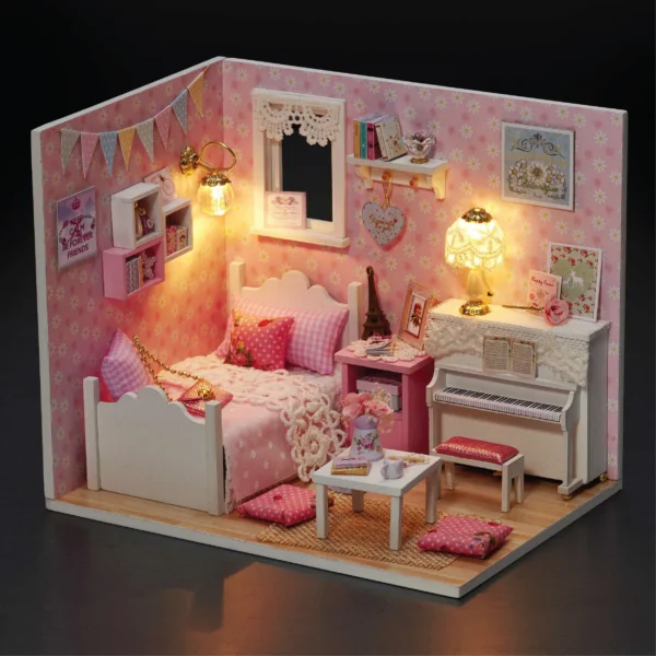 Miniature Dollhouse Kits 3D Puzzle with Furniture & LED Lights - Image 2