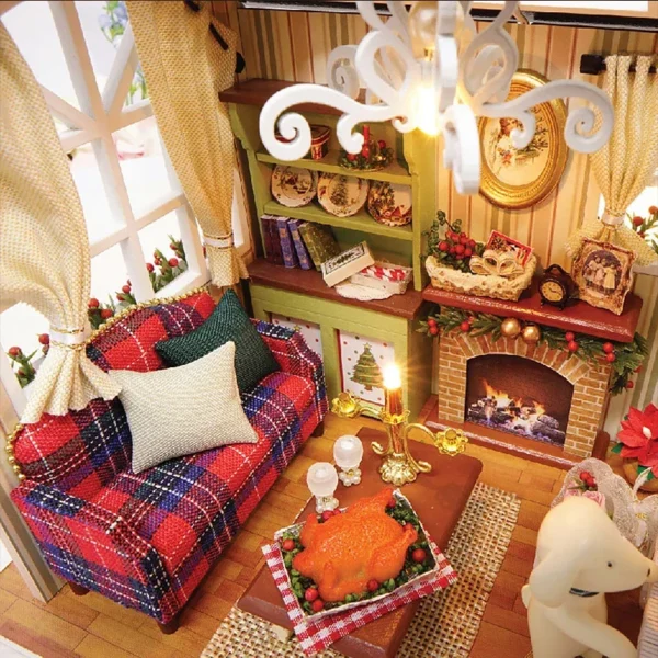 Miniature Dollhouse Kits 3D Wooden Room Craft with LED Lights – Children's Birthday Gift - Image 4