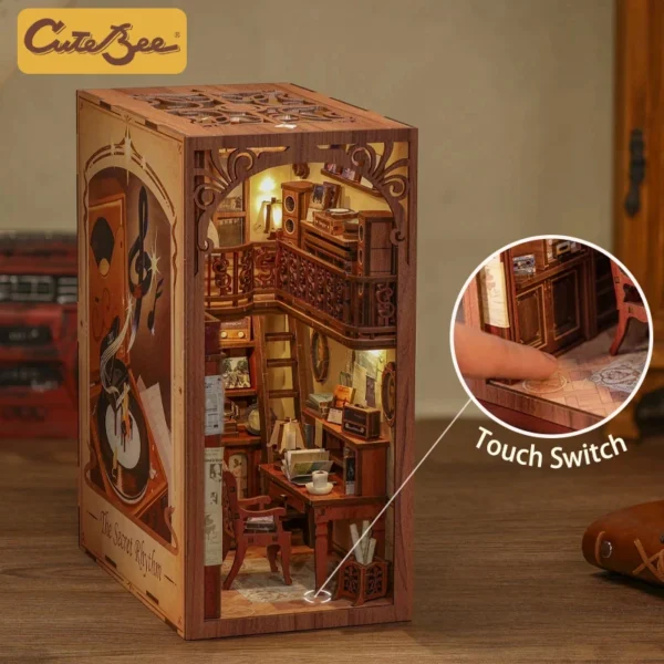 Miniature Dollhouse Kits Book Nook With Touch Light & Cover - Image 2