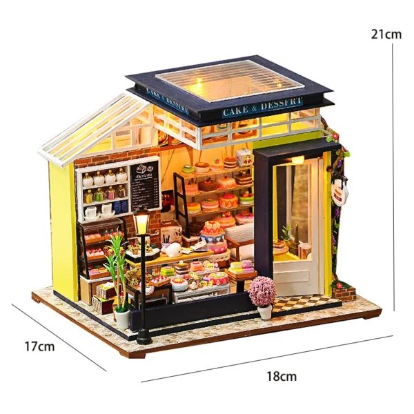 Miniature Dollhouse Kits Cake Shop DIY 3D Puzzle With LED - Image 4