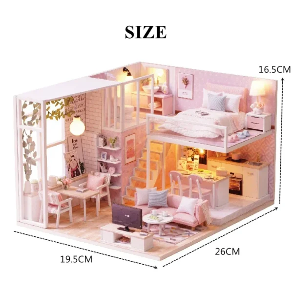 Miniature Dollhouse Kits with Furniture and LED Lights - Image 5