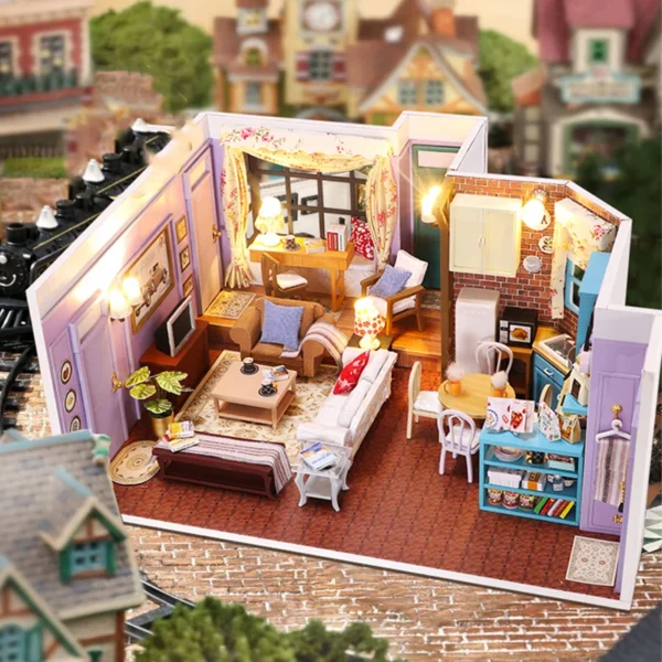 DIY Monica's Apartment Miniature Dollhouse Kit with Furniture - Great Gift - Image 3