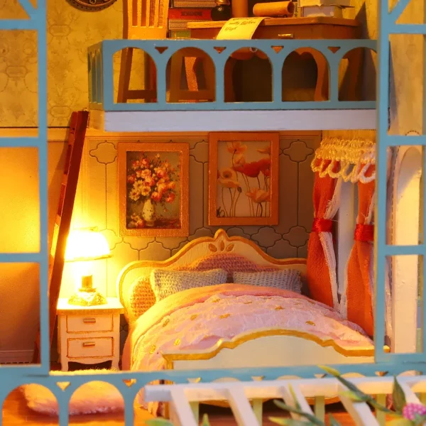 Miniature Dollhouse Kits With Lights - DIY Wooden Villa Room - Image 2